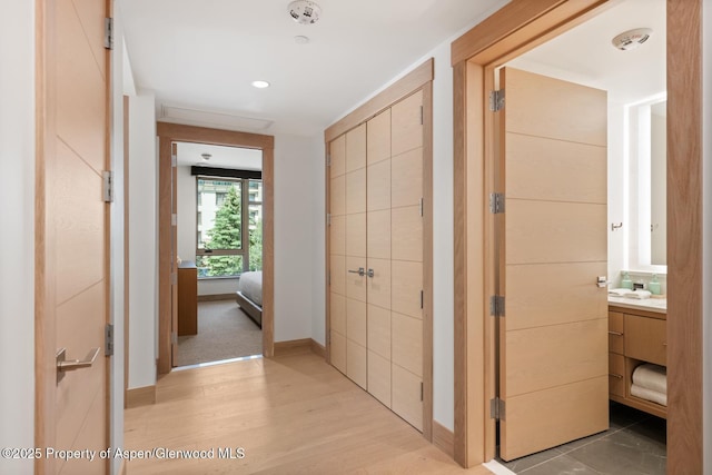 130 Wood Rd Unit 264, Snowmass Village, CO 81615 - hallway with light wood-style flooring and recessed lighting