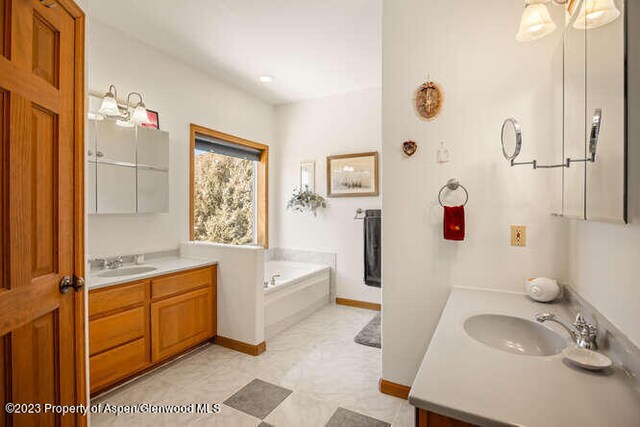 bathroom with a bathtub and vanity