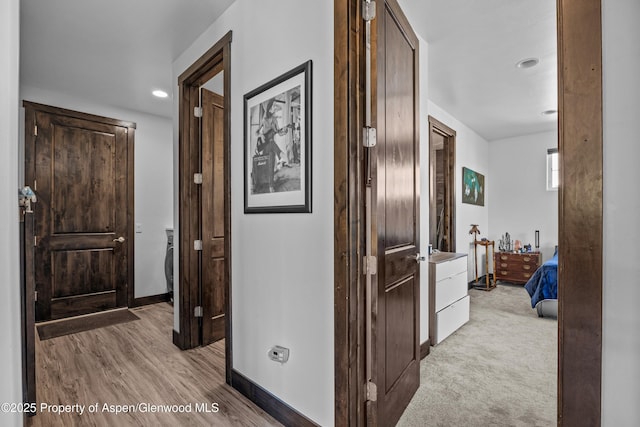 510 S Wildhorse Dr, New Castle, CO 81647 - corridor featuring baseboards, recessed lighting, and light wood-style floors