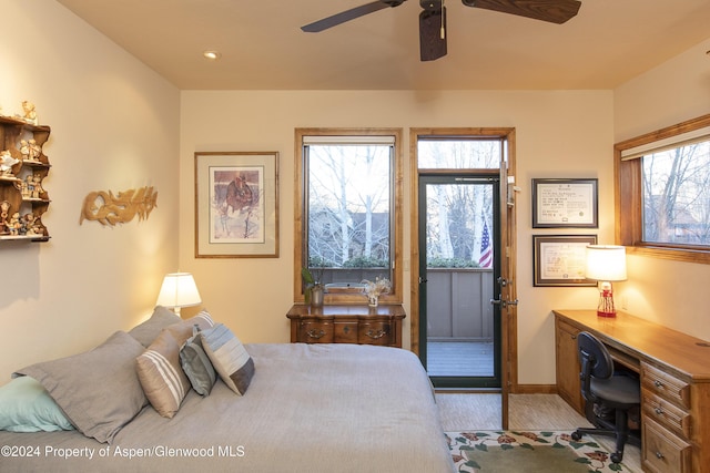 bedroom featuring ceiling fan