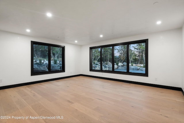 spare room featuring light hardwood / wood-style flooring