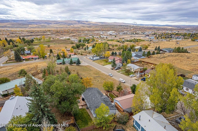 drone / aerial view with a mountain view