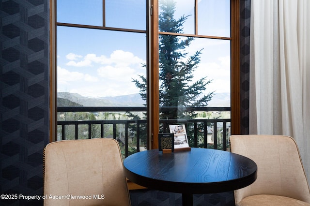 balcony with a mountain view