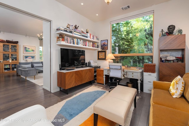 102 Evans Rd Unit 104, Basalt, CO 81621 - office area featuring wood finished floors, recessed lighting, and a chandelier