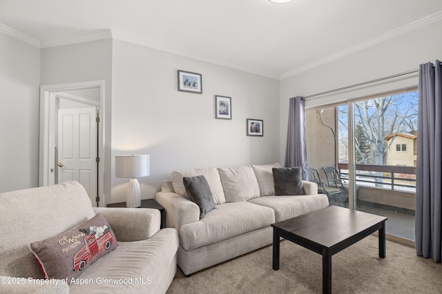 living room featuring ornamental molding