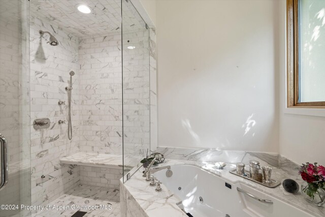 250 Mountain Laurel Dr Unit B, Aspen, CO 81611 - full bath with a stall shower and a jetted tub