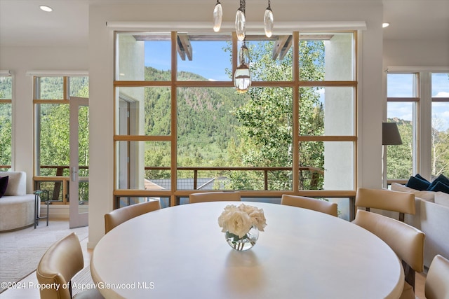 250 Mountain Laurel Dr Unit B, Aspen, CO 81611 - dining room with recessed lighting and a wooded view