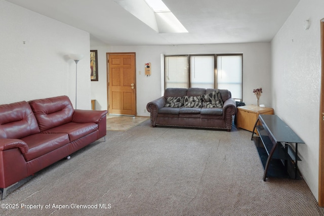 living room with a skylight