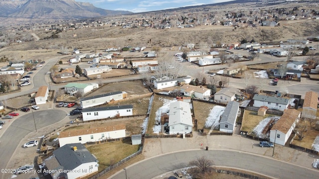 bird's eye view with a mountain view