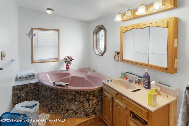 bathroom with vanity and a bathing tub