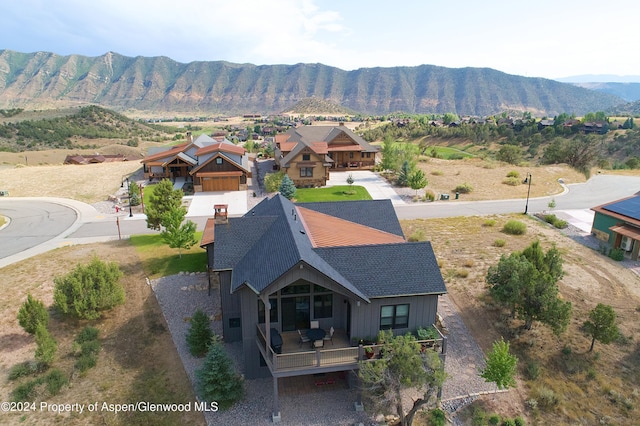 aerial view featuring a mountain view