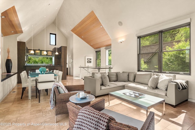 939 E Cooper Ave, Aspen, CO 81611 - living room featuring healthy amount of natural light and high vaulted ceiling