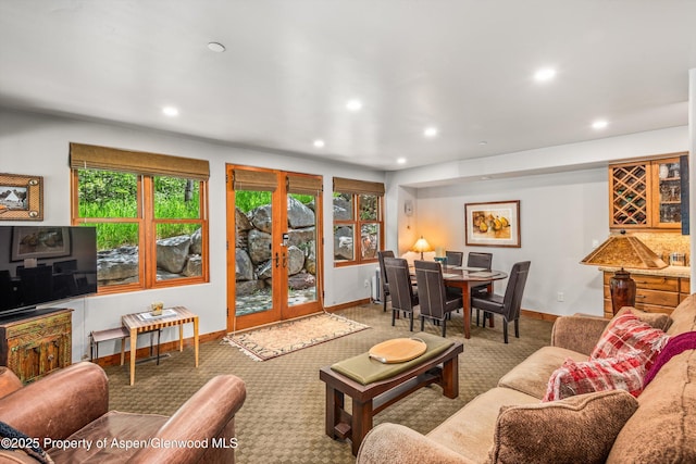 477 Aspen Oak Dr, Aspen, CO 81611 - carpeted living area with recessed lighting and french doors