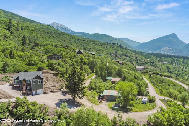 787 Serpentine Trl, Marble, CO 81623 - aerial view of property and surrounding area with a mountain backdrop and a forest