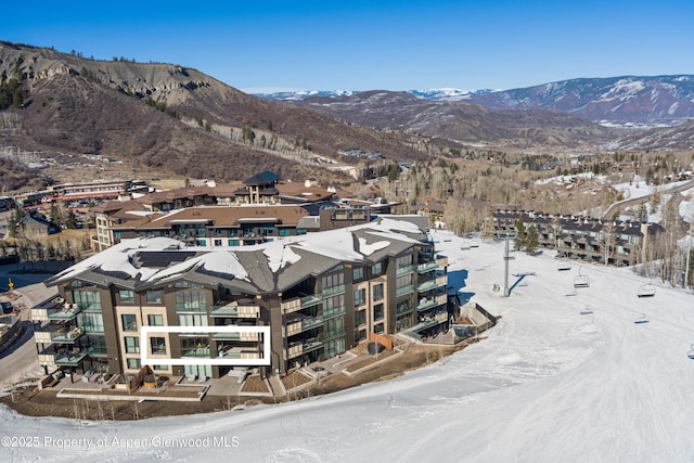 aerial view featuring a mountain view