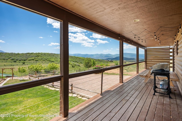 248 Basalt Mountain Dr, Carbondale, CO 81623 - wooden terrace featuring a mountain view and area for grilling