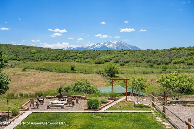 248 Basalt Mountain Dr, Carbondale, CO 81623 - view of yard featuring a mountain view, a view of rural / pastoral area, a forest view, and an outdoor fire pit