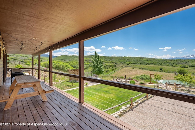 248 Basalt Mountain Dr, Carbondale, CO 81623 - wooden deck with grilling area and a view of countryside