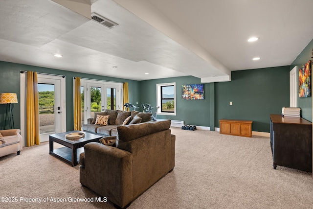 248 Basalt Mountain Dr, Carbondale, CO 81623 - carpeted living area with recessed lighting and french doors