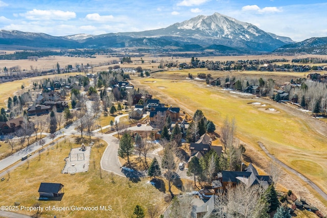 aerial view with a mountain view