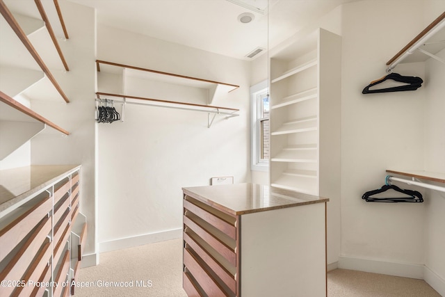 spacious closet with visible vents and attic access