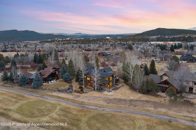 property view of mountains with a residential view