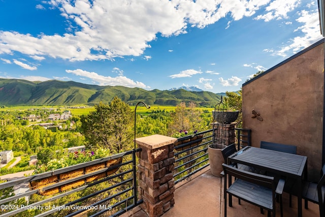 balcony with a mountain view