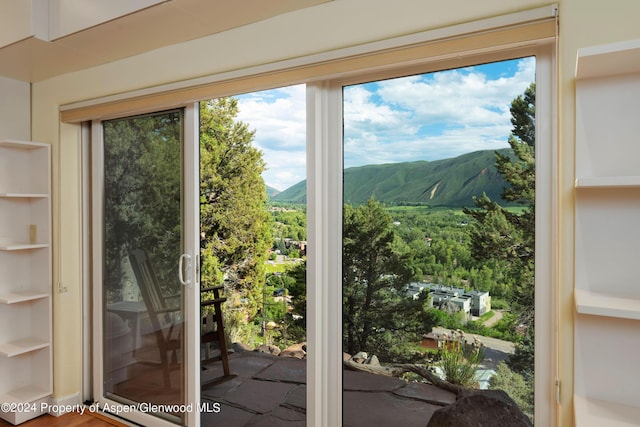 entryway featuring a mountain view