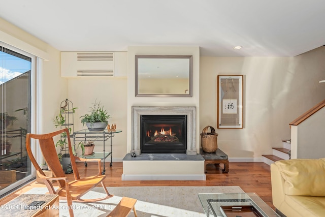 living room with light wood-type flooring