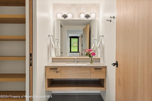 bathroom featuring vanity and tile patterned floors