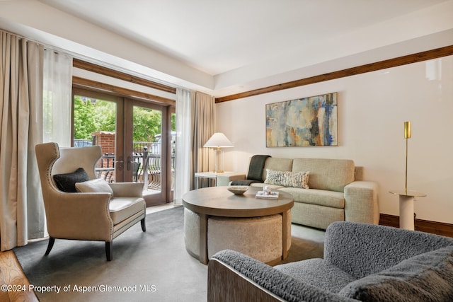 living room with french doors