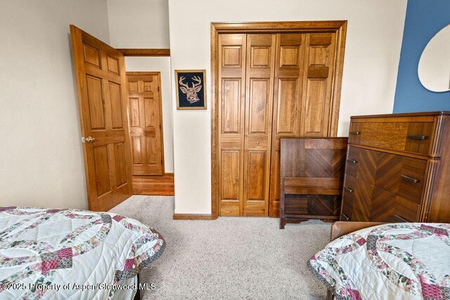 carpeted bedroom featuring a closet