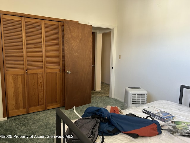 carpeted bedroom featuring a closet