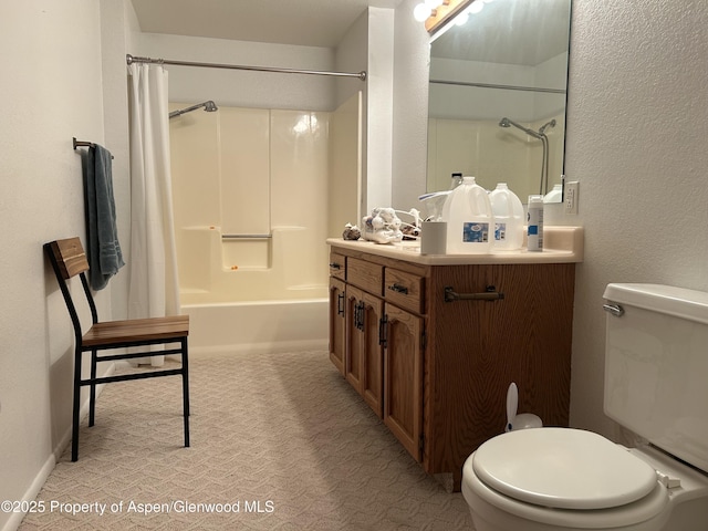 full bathroom featuring vanity, toilet, and shower / bath combo