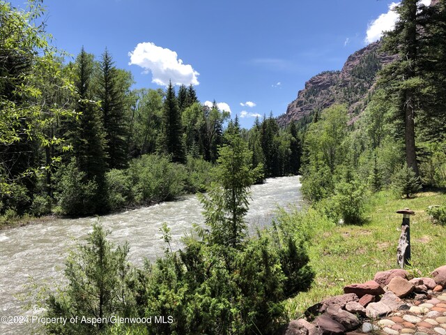 135 Irwin Dr, Redstone, CO 81623 - water view featuring a heavily wooded area and a mountainous background