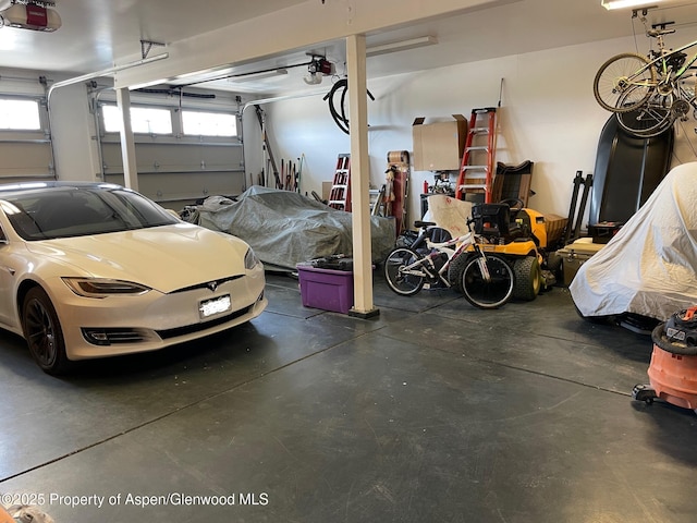 garage with a garage door opener