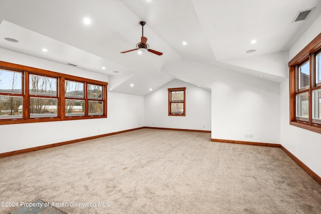 199 Bluestem Ct, Carbondale, CO 81623 - additional living space featuring carpet, vaulted ceiling, and ceiling fan