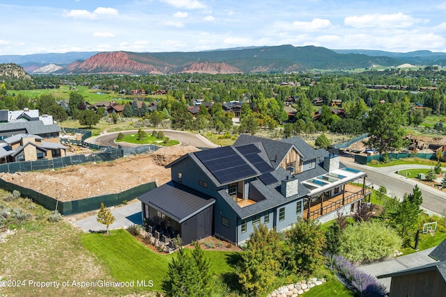 aerial view with a mountain view