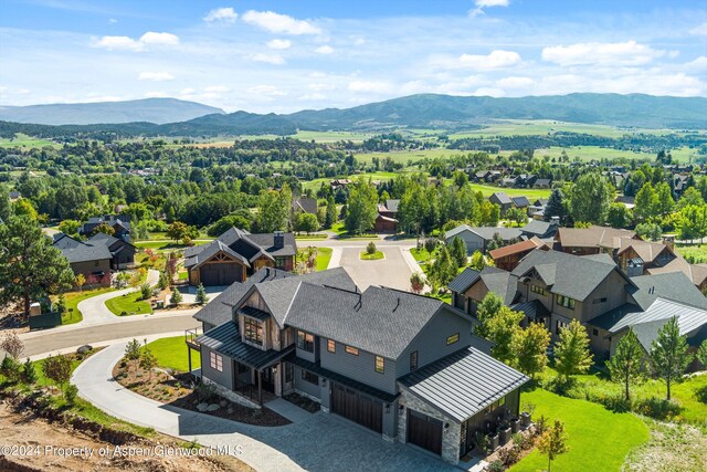 aerial view with a mountain view