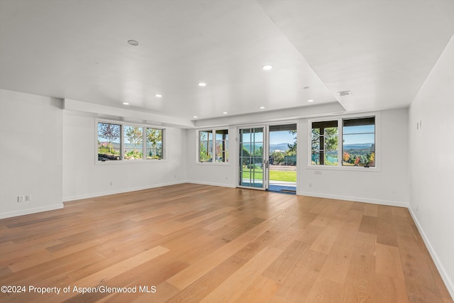 unfurnished room with light hardwood / wood-style flooring