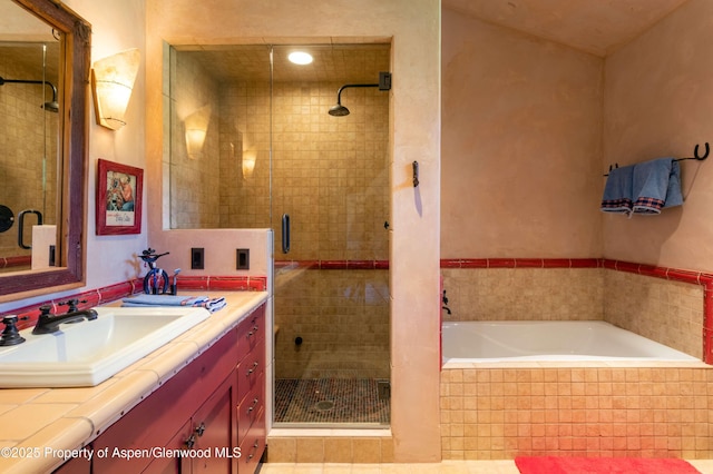 5548 Frying Pan Rd, Basalt, CO 81621 - bathroom with vanity, a shower stall, and a garden tub