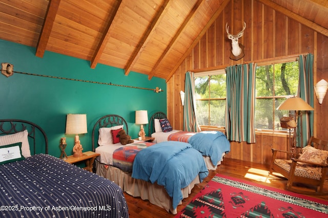 5548 Frying Pan Rd, Basalt, CO 81621 - bedroom featuring wooden ceiling, wood finished floors, and wooden walls
