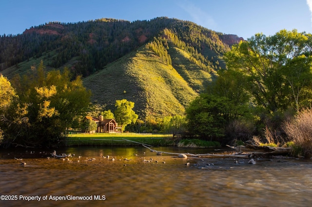 5548 Frying Pan Rd, Basalt, CO 81621 - view of mountain backdrop with a heavily wooded area and a large body of water