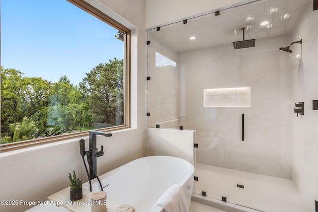 112 Bowles Dr, Carbondale, CO 81623 - bathroom featuring a shower stall and a soaking tub