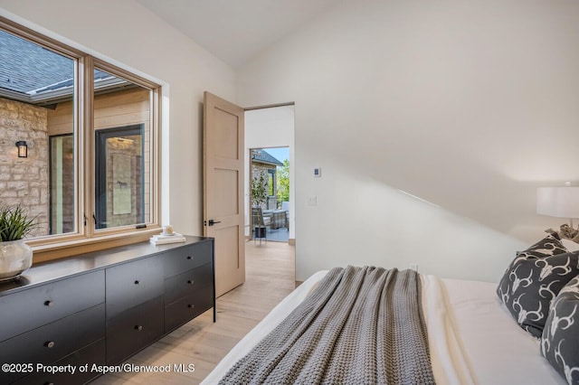 112 Bowles Dr, Carbondale, CO 81623 - bedroom featuring light wood-style floors and vaulted ceiling