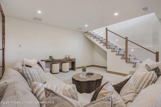 112 Bowles Dr, Carbondale, CO 81623 - living area featuring stairs, recessed lighting, and baseboards