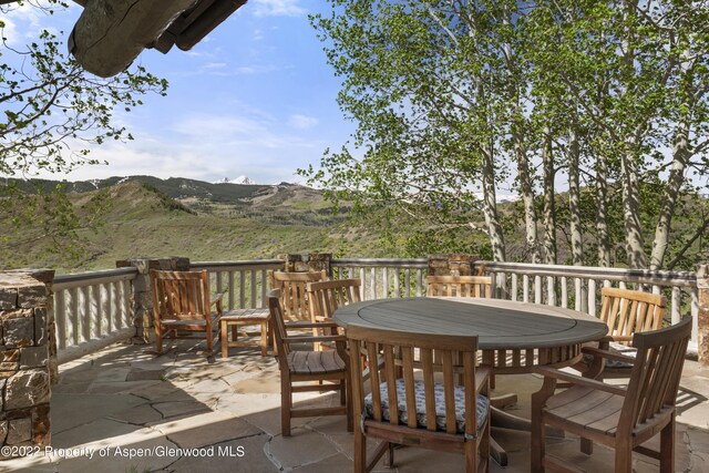 800 Chateau Way, Snowmass, CO 81654 - wooden terrace featuring a mountain view