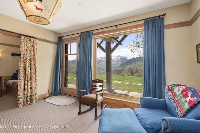 800 Chateau Way, Snowmass, CO 81654 - living area featuring a mountain view and carpet