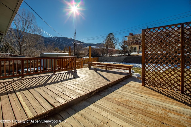 deck featuring a mountain view