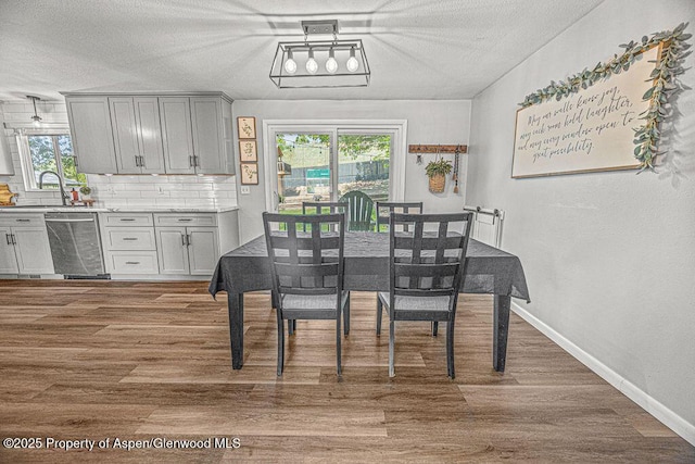 836 Ledford St, Craig, CO 81625 - dining space with dark wood-style floors, plenty of natural light, baseboards, and a textured ceiling